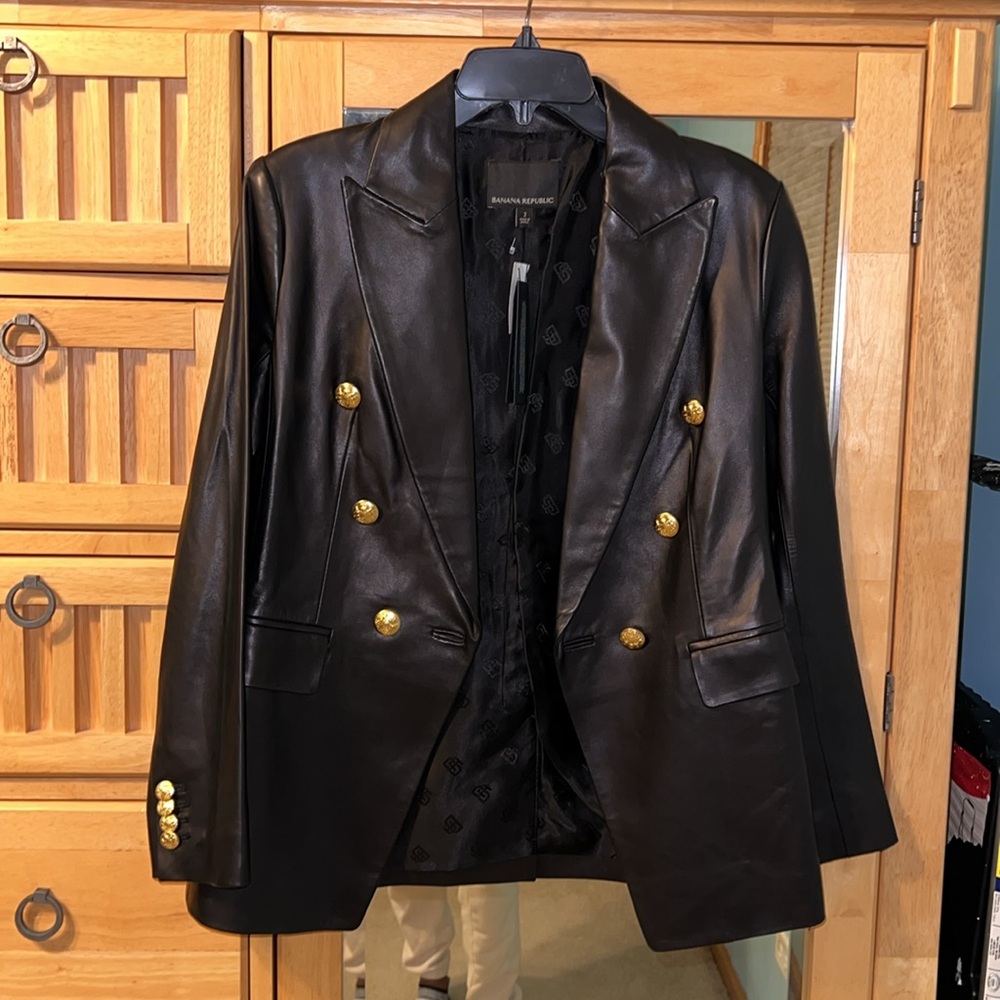 NWT BR COLLECTOR’S TIMELESS PIECE GENUINE LAMB LEATHER CAPTAIN'S BLAZER SIZE 2 - Picture 8 of 16